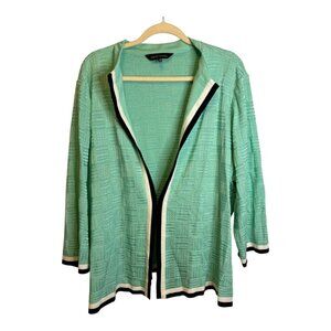 Ming Wang Sweater Women's Size 3X Cardigan Open Front Green Black‎